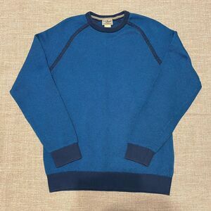 LL Bean Mens Sweater Teal Medium Tall Cotton Cool Max Poly Grandpa Cabin